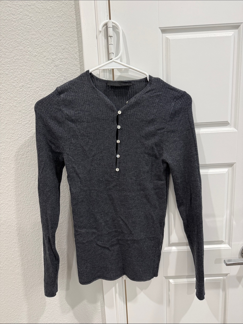 Women’s Dark Charcoal Henley Sweater